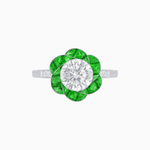 Load image into Gallery viewer, VVintage Inspired Floral Calibré-Cut Gemstone Petal Halo Ring - Shahin Jewelry