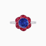 Load image into Gallery viewer, VVintage Inspired Floral Calibré-Cut Gemstone Petal Halo Ring - Shahin Jewelry