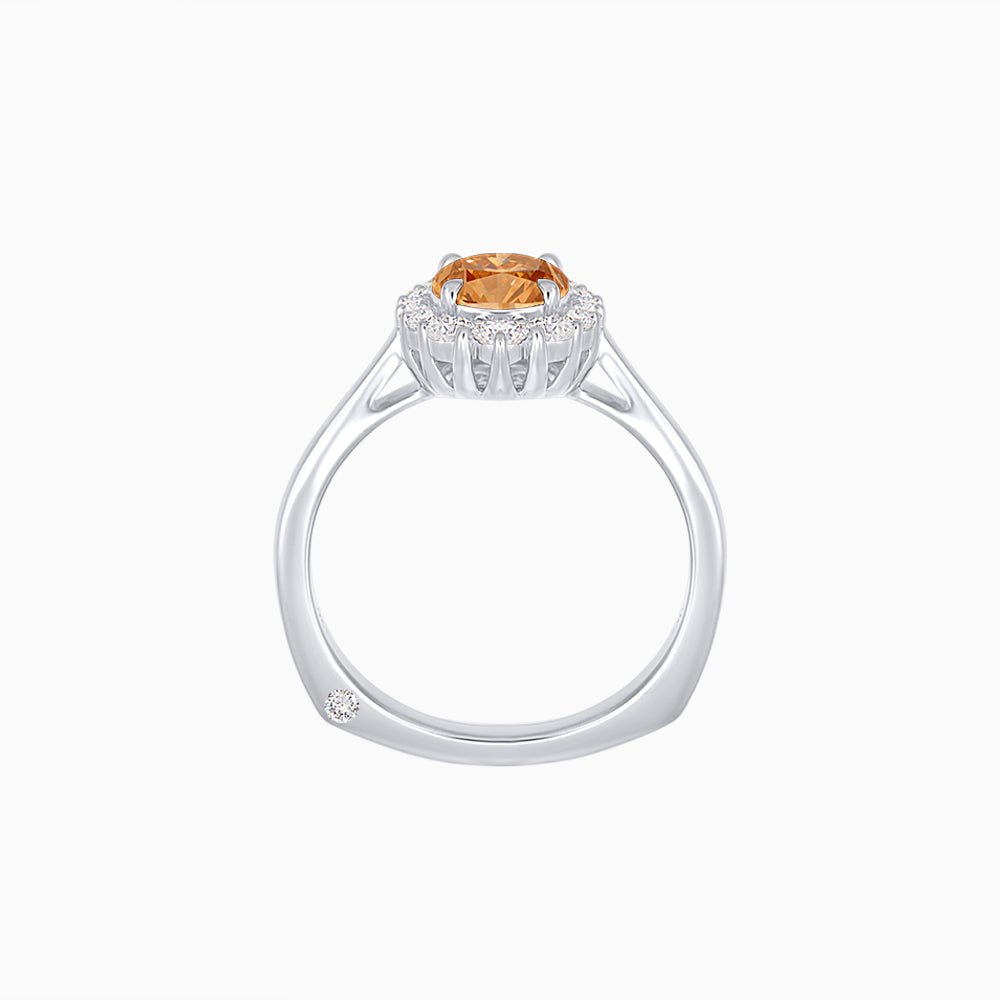 White Gold Ring with Diamonds and Brown Spinel - Shahin Jewelry