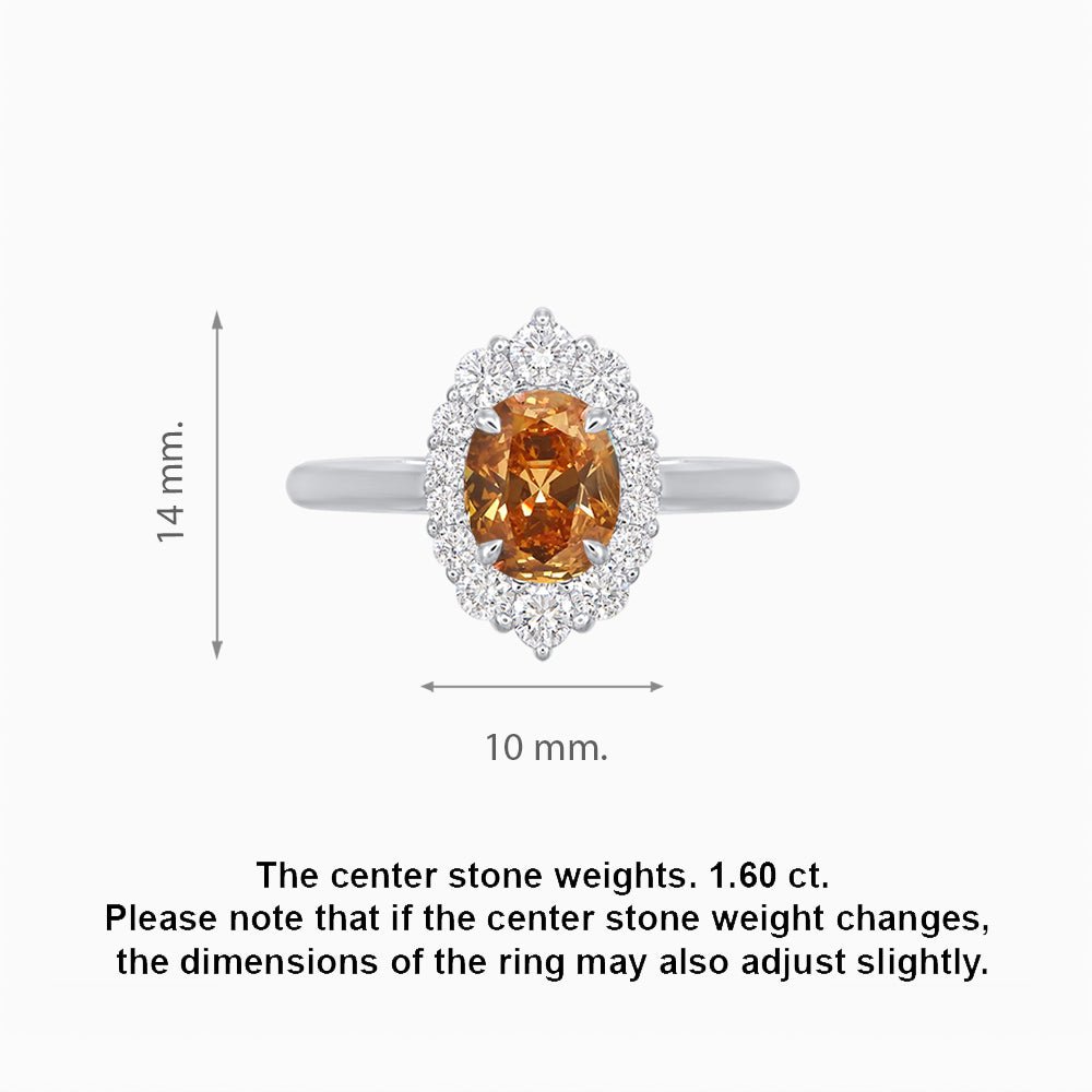White Gold Ring with Diamonds and Brown Spinel - Shahin Jewelry