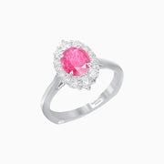 White Gold Ring with Diamonds and Pink Morganite - Shahin Jewelry
