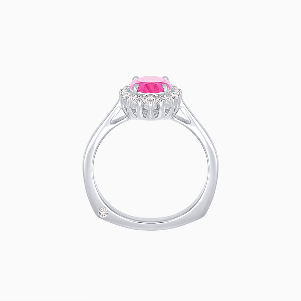 White Gold Ring with Diamonds and Pink Morganite - Shahin Jewelry