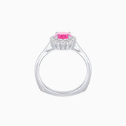 White Gold Ring with Diamonds and Pink Morganite - Shahin Jewelry