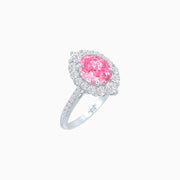 White Gold Ring with Diamonds and Pink Tourmarine - Shahin Jewelry