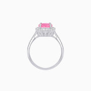 White Gold Ring with Diamonds and Pink Tourmarine - Shahin Jewelry